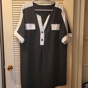 Black/White Color Block Dress, Size:3X
